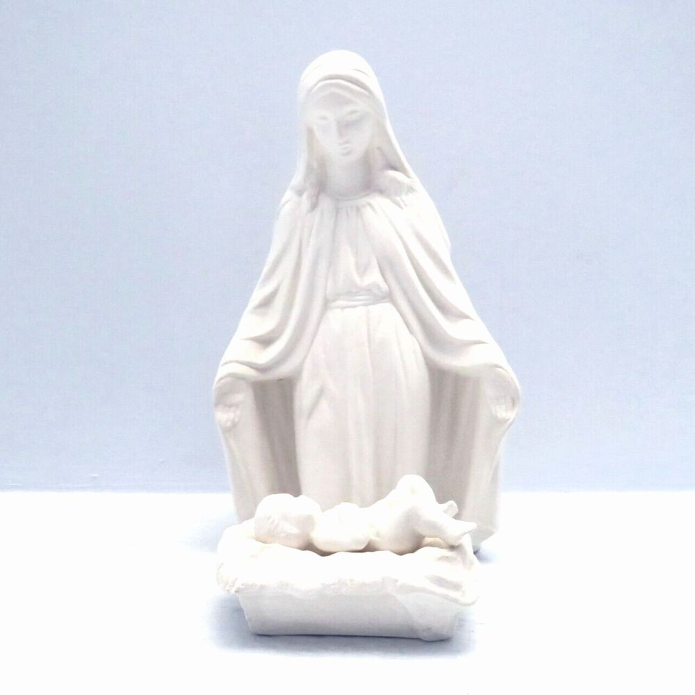 Handmade Ready to Paint Ceramic Bisque Mary Baby Jesus Figurine Paint Project